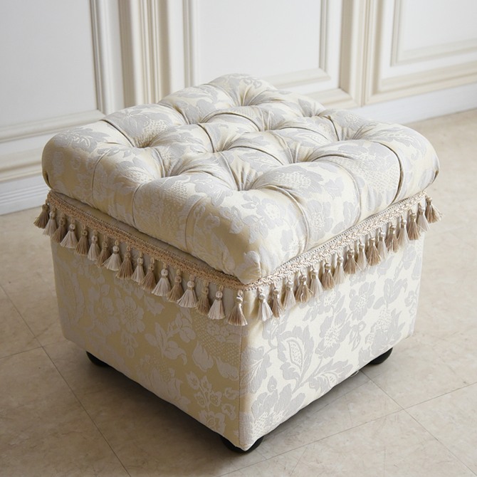 ヨーロピアン アンティーク調 収納付き スツール 画像3