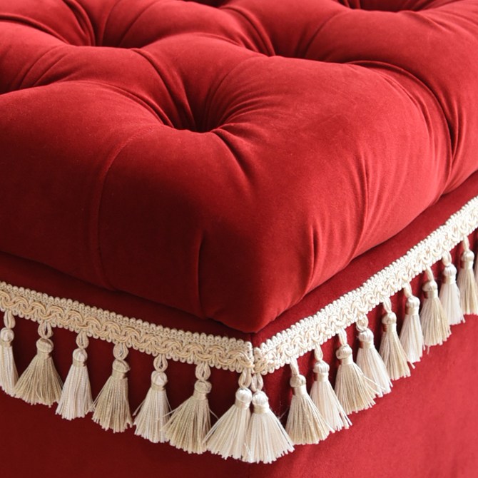 アンティーク調 クラシック ベルベット タッセル付 収納スツール 画像7