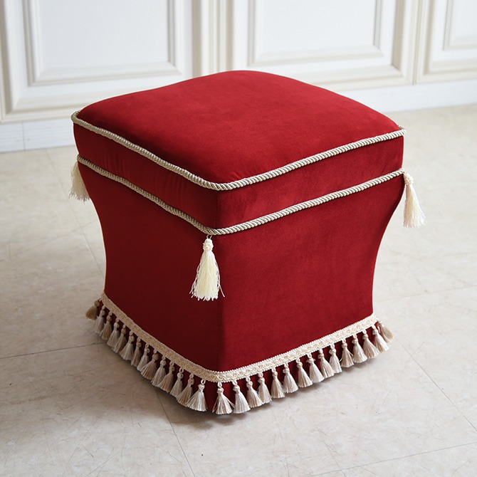 ロワイヤル ルージュ オットマン スツール ベルベット レッド