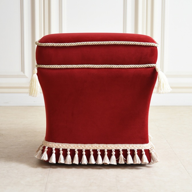 アンティーク調 クラシック ベルベット タッセル付 スツール 画像2