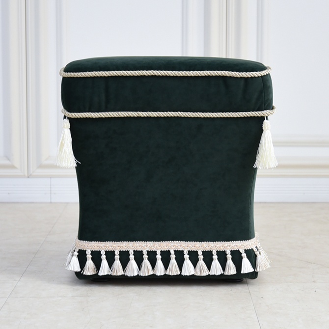 アンティーク調 クラシック ベルベット タッセル付 スツール 画像2