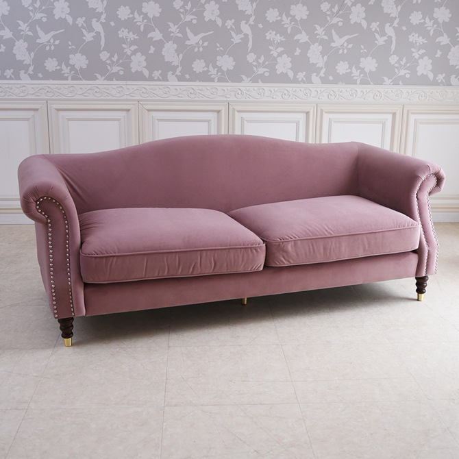 ヨーロピアン クラシック ロココ調 3人掛けソファ 3Pソファ ベルベット 画像2