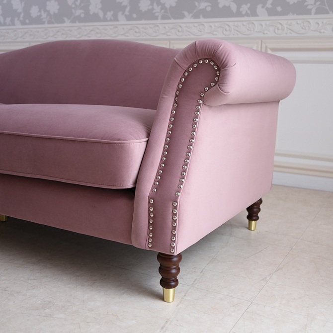 ヨーロピアン クラシック ロココ調 3人掛けソファ 3Pソファ ベルベット 画像6