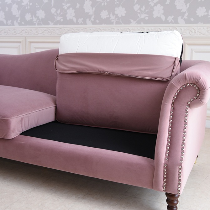 ヨーロピアン クラシック ロココ調 3人掛けソファ 3Pソファ ベルベット 画像8