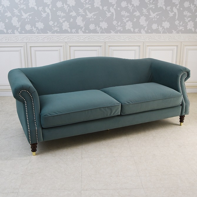 ヨーロピアン クラシック アンティーク調 3人掛けソファ 3Pソファ ベルベット 画像2