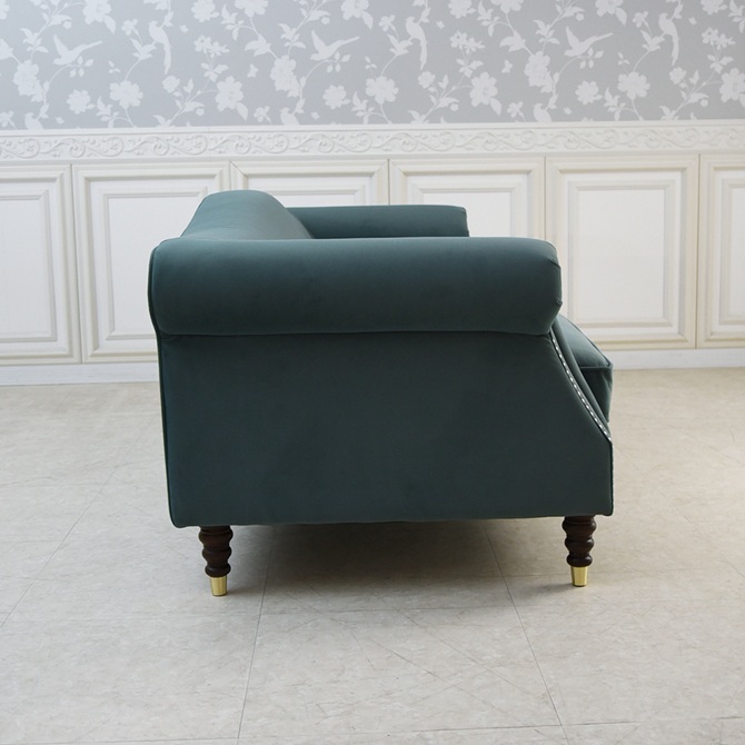 ヨーロピアン クラシック アンティーク調 3人掛けソファ 3Pソファ ベルベット 画像3