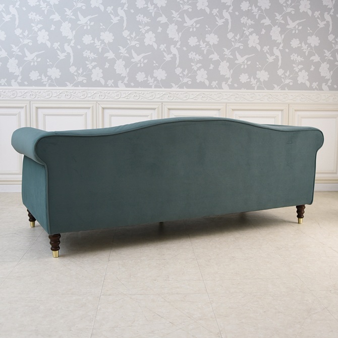 ヨーロピアン クラシック アンティーク調 3人掛けソファ 3Pソファ ベルベット 画像4