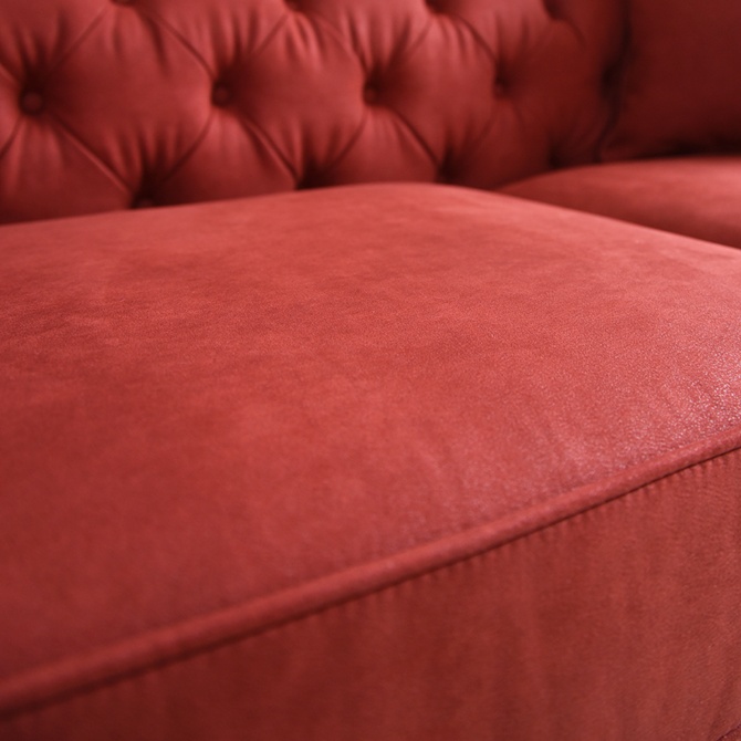 クラシック チェスターフィールド 3人掛けソファ 3P 撥水 レッド 画像7