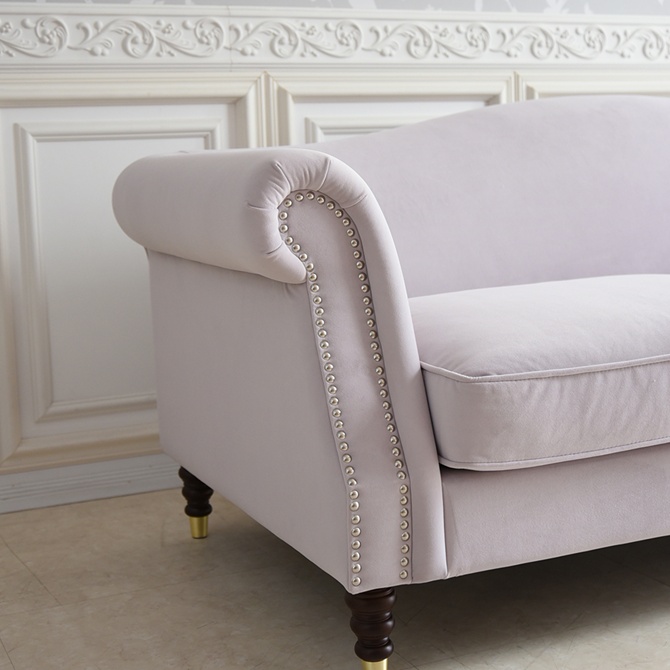 ヨーロピアン クラシック ロココ調 3人掛けソファ 3Pソファ ベルベット 画像6