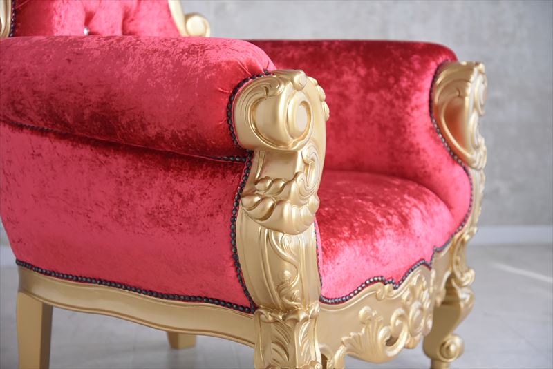 ＭＯＤＥＲＮ ROCOCO コレクション・ロココゴールド・女王様の椅子 レッド・チェリー