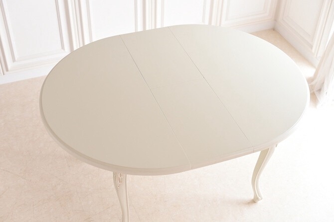PALMAアンティークホワイト 伸長式１１０Φテーブル