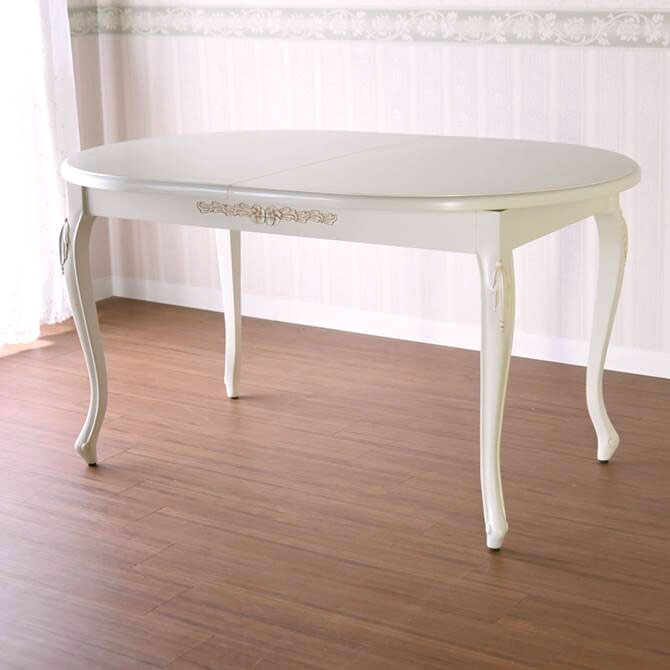 PALMAアンティークホワイト　伸長式１４０オーバルテーブル