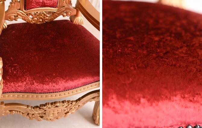 個性派アンティーク コレクション・王様の椅子 ビッグライオンキング べロアチェリーゴールド