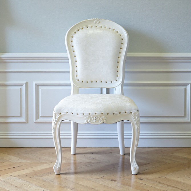 ロココ調 アンリヴェルデ ダイニングチェア アイボリー 猫脚 画像2