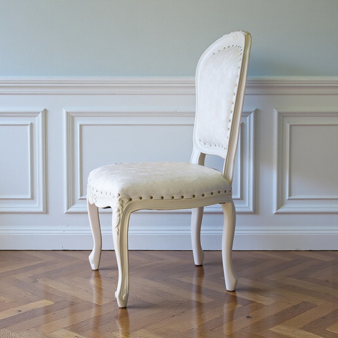 ロココ調 アンリヴェルデ ダイニングチェア アイボリー 猫脚 画像3