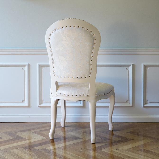 ロココ調 アンリヴェルデ ダイニングチェア アイボリー 猫脚 画像4